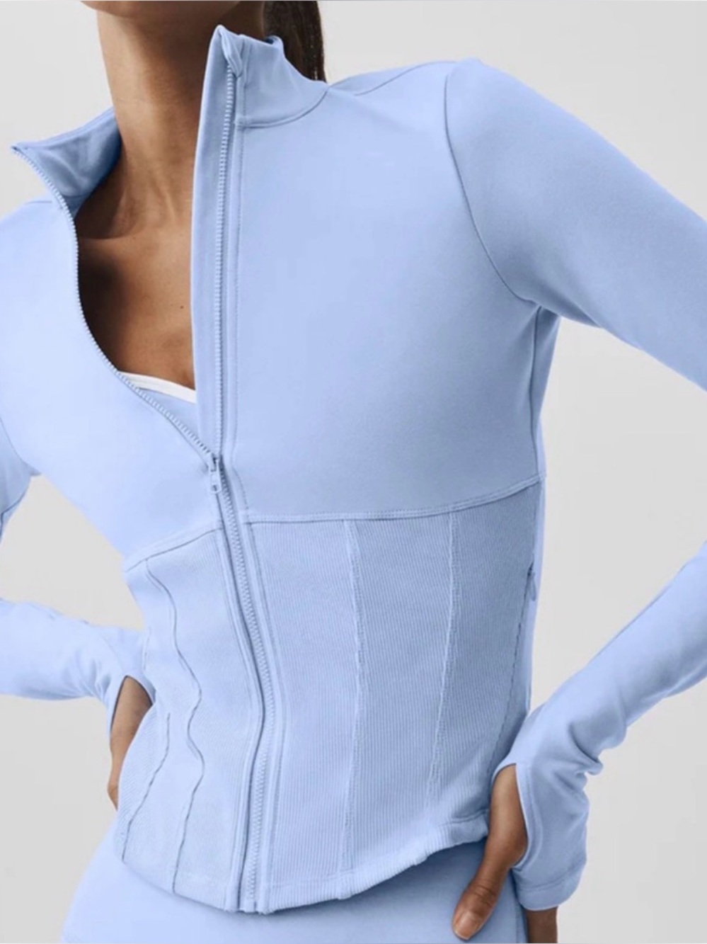 ALO yoga Light Blue Zip-Up Athletic corset  Jacket